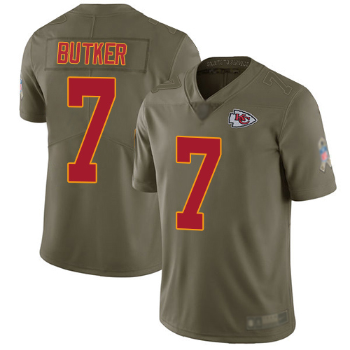 Men Kansas City Chiefs #7 Butker Harrison Limited Olive 2017 Salute to Service Football Nike NFL Jersey